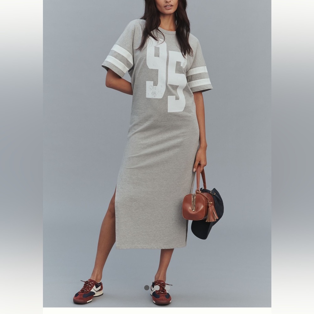 NEW NWT Anthropologie Daily Practice Short sleeve Graphic Midi Dress Size s